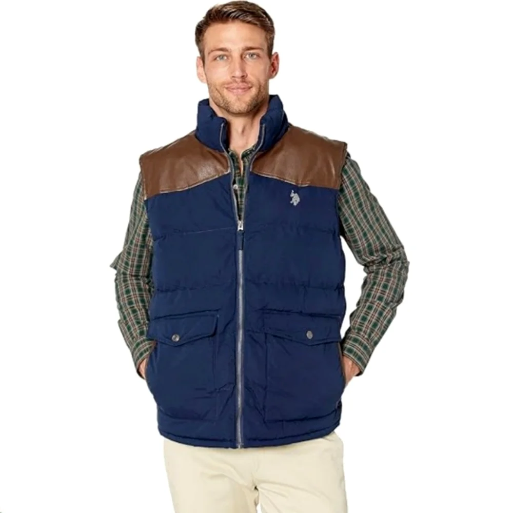 U.S. Polo Assn. Mens Puffer Vest Size S Womens M/L Unisex Puffer Vest Navy - Picture 2 of 13